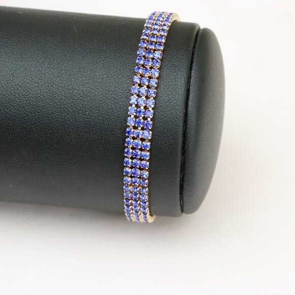 "Rose Gold Wide Bracelet with Blue Stones, XPBL0785 - Picture 11 of 12